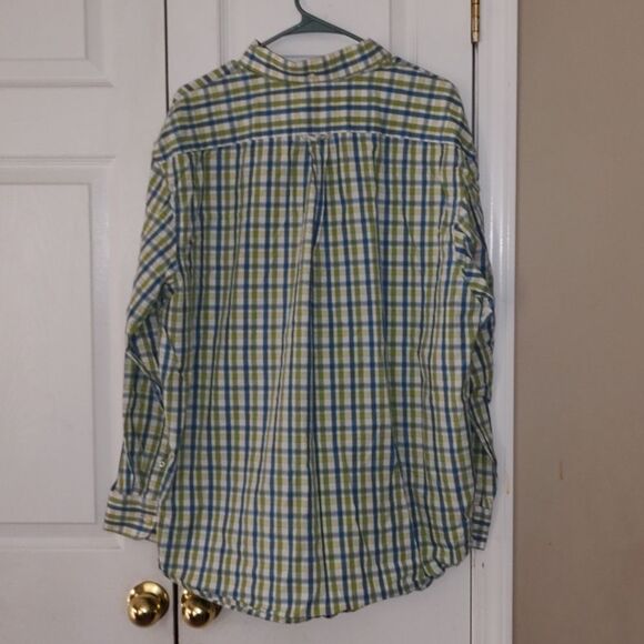 Izod  lime green blue whote checkered button down shirt  Sz XL - Picture 6 of 6